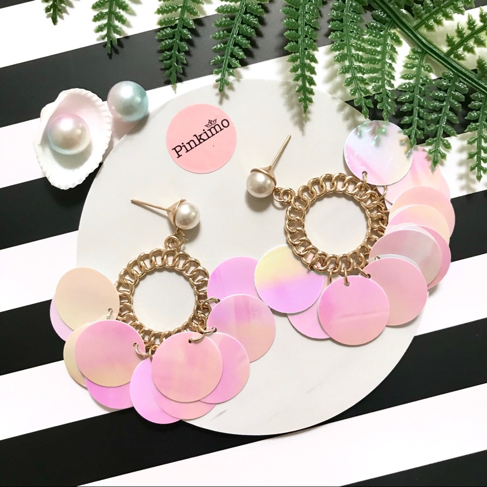 Light Pink Drops Loop Earrings
